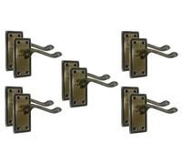 Golden Grace 5 Pairs Georgian Latch Door Handle, Antique Brass 107x48mm