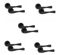 Golden Grace 5 Pairs Straight Astrid Twist Design Door Handles Latch Matt Black Finish - 52mm