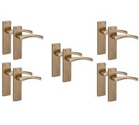 Golden Grace 5 Pairs Victorian Astrid Scroll Interior Door Handle Antique Brass Finish 150 x 40mm