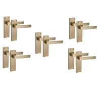 Golden Grace 5 Pairs Victorian Delta Scroll Interior Door Handle Antique Brass Finish 150 x 40mm