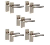Golden Grace 5 Pairs Victorian T-Bar Knurled Design Interior Door Handle Antique Brass Finish 120 x 40mm