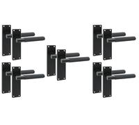 Golden Grace 5 Pairs Victorian T-Bar Knurled Design Interior Door Handle Matt Black Finish 150 x 40mm