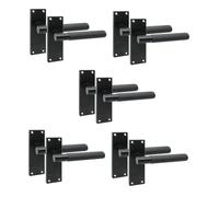 Golden Grace 5 Pairs Victorian T-Bar Linear Design Interior Door Handle Matt Black Finish 120 x 40mm