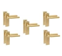 Golden Grace 5 Pairs Victorian T-Bar Linear Design Interior Door Handle Satin Brass Finish 150 x 40mm