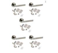 Golden Grace 5 Set Mitred Style Door Handles Duo Chrome Finish Round Rose With Latch