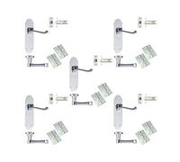 Golden Grace 5 Sets Epsom Shaped Victorian Shaped Backplate Scroll Style Scroll Internal Door Handles With Hinges And Latches - Polished Chrome