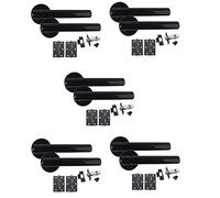 Golden Grace 5 Sets Metalic Black T-Bar Door Handle on Rose with Matt Black Ball BearingHinges and 64mm Tubular Latch Set (5 Sets)