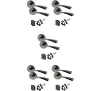 Golden Grace 5 X Astrid Modern Internal Door Handles On Rose Black Nickel Finish Hinge And Latch Pack