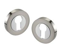 Golden Grace 52mm Round Euro Escutcheon Dual Satin Nickel/Polished Chrome