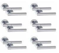 Golden Grace 6 Pair Straight T-Bar Door Handles Polished Chrome Finish