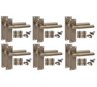 Golden Grace 6 Pair Victorian Linear Door Handles Antique Brass, 6 Set