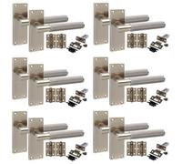 Golden Grace 6 Pair Victorian T-Bar Knurled Internal Door Handle Sets Antique Brass 120 x 40mm with 2.5" Latch & Hinges