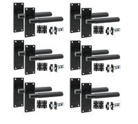 Golden Grace 6 Pair Victorian T-Bar Linear Internal Door Handle Sets Matt Black 120 x 40mm with 2.5" Latch & Hinges