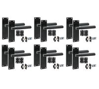 Golden Grace 6 Pair Victorian T-Bar Linear Internal Door Handle Sets Matt Black 150 x 40mm with 2.5" Latch & Hinges