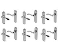 Golden Grace 6 Pairs Cadenza Design Door Handles Polished Chrome Finish Lever Latch - 175mm
