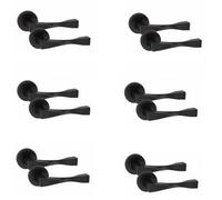 Golden Grace 6 Pairs Straight Astrid Twist Design Door Handles Latch Matt Black Finish - 52mm