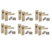Golden Grace 6 Pairs Victorian Delta Latch Door Handles, Antique Brass