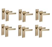 Golden Grace 6 Pairs Victorian Delta Scroll Interior Door Handle Antique Brass Finish 150 x 40mm