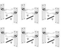 Golden Grace 6 Pairs Victorian Design Scroll Door Handles Polished Chrome Finish Lever Latch - 150mm