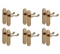 Golden Grace 6 Pairs Victorian Epsom Design Scroll Interior Door Handle Antique Brass Finish 168 x 40mm