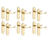 Golden Grace 6 Pairs Victorian Scroll Epsom Design Door Handle Polished Brass Finish 168 x 40mm