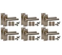 Golden Grace 6 Pairs Victorian T-Bar Door Handle Sets, Antique Brass