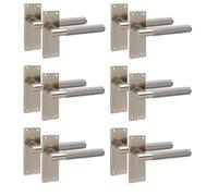 Golden Grace 6 Pairs Victorian T-Bar Knurled Design Interior Door Handle Antique Brass Finish 120 x 40mm