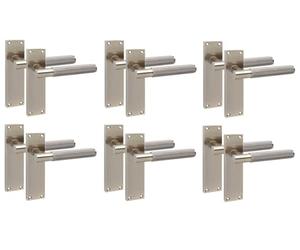 Golden Grace 6 Pairs Victorian T-Bar Knurled Design Interior Door Handle Antique Brass Finish 150 x 40mm