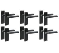 Golden Grace 6 Pairs Victorian T-Bar Knurled Design Interior Door Handle Matt Black Finish 150 x 40mm