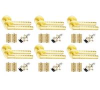 Golden Grace 6 Set Knurled Diamond Cut T-Bar Internal Door Handles With Latch And Hinges Satin Brass Finish