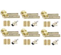 Golden Grace 6 Set Knurled Hex Cut T-Bar Internal Door Handles With Latch And Hinges Satin Brass Finish