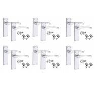 Golden Grace 6 Set Victorian Scroll Astrid Door Handles Polished Chrome With Hinges & Latches - 150mm X 40mm