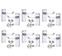 Golden Grace 6 Set Victorian Scroll Door Handles Polished Chrome With Hinges & Latches - 120mm X 40mm