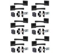 Golden Grace 6 Set Wave Design Internal Door Handles Sets With Latch And Bb Hinges Square Rose Matt Black Finish