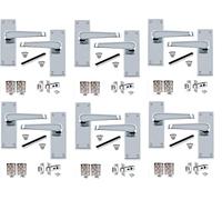 Golden Grace 6 Sets of Victorian Straight Latch Door Handles Polished Chrome Hinges & Latches Pack Sets 118MM X 40MM
