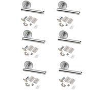 Golden Grace 6 Sets Polsished Chrome T-Bar Internal Door Handle On Rose With Hinges And Tubular Latch