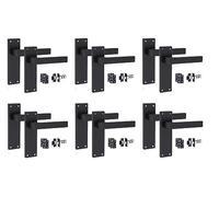 Golden Grace 6 Sets Victorian Delta Latch Door Handles, Matt Black