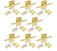 Golden Grace 8 Set Victorian Straight Polished Brass Lever Latch Internal Door Handles Sets With 2.5 " Latch And Standard Butt Hinges