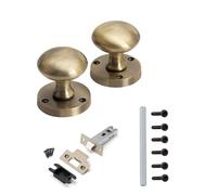 Golden Grace Antique Brass Mortice Sprung Door Knob Set, 75mm Latch | Includes a pair of knobs, 3-inch tubular latch, spindle and fixing screws for quick setup and smooth turning.