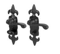 Golden Grace Antique Fleur De LYS Bathroom Door Handles, 1 Pair, Black