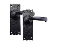 Golden Grace Antique Latch Door Handles 150mm x 52mm, Black, 1 Pair