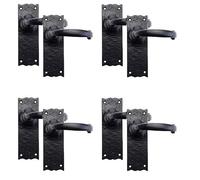 Golden Grace Antique Plain Latch Door Handles, Black, 150mm 4 Pairs