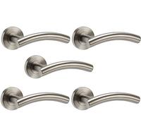 Golden Grace Arched T-Bar Door Handles in Brushed Steel Finish - 5 Pairs