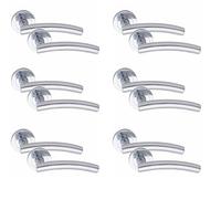 Golden Grace Arched T-Bar Door Handles Polished Chrome Finish, 6 Pair | Sturdy metal build with a smooth rose-base grip, fitting bathroom or key lock sets for secure interior doors.