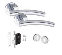 Golden Grace Arched T-Bar Key Lock Door Handle Set Thumbturn and Mortise Lock Polished Chrome