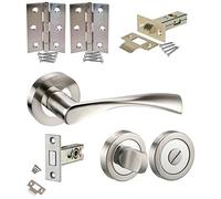 Golden Grace Astrid Bathroom Door, Duo Satin Nickel/Polished Chrome