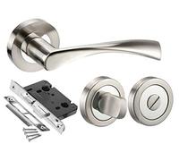 Golden Grace Astrid Bathroom Door Handle, Satin Nickel Polished Chrome