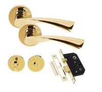 Golden Grace Astrid Bathroom Door Handles Set, 2.5", Polished Brass
