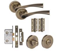 Golden Grace Astrid Design Bathroom Internal Door Handle Set Thumbturn And Mortise Lock And Hinges Antique Brass