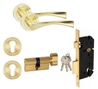 Golden Grace Astrid Design Euro 70mm Thumbturn Internal Door Handle Set Euro Lock Satin Brass